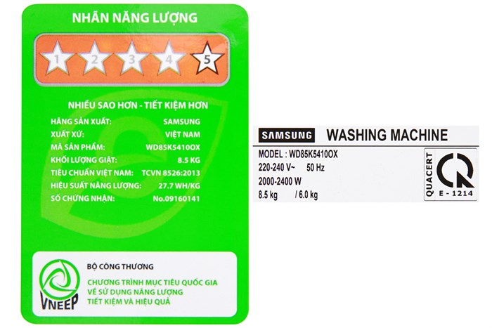 Máy giặt sấy Samsung AddWash Inverter 8.5 kg WD85K5410OX/SV Màu Xanh Dương