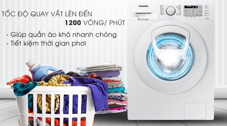 Máy giặt Samsung AddWash Inverter 8 kg WW80K5233YW/SV