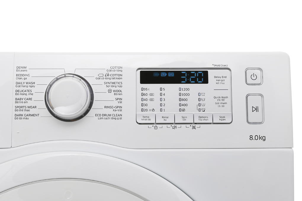 Máy giặt Samsung AddWash Inverter 8 kg WW80K5233YW/SV Màu Trắng