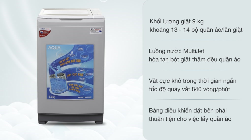 Máy giặt Aqua 9 kg AQW-S90AT, giá rẻ, chính hãng