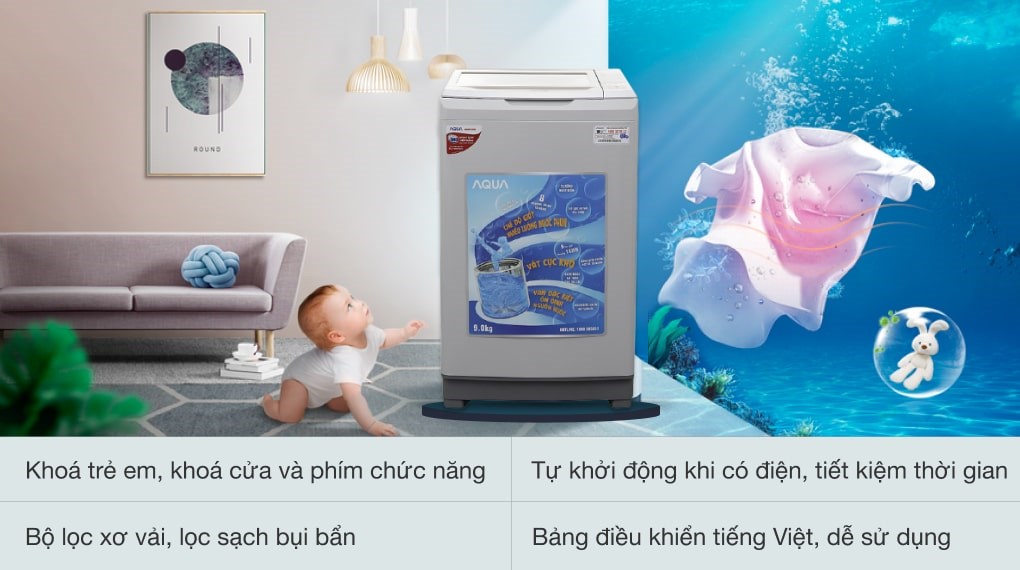 Công nghệ giặt MultiJet - Máy giặt Aqua 9 kg AQW-S90AT