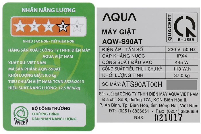 Máy giặt Aqua 9 kg AQW-S90AT