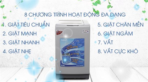Đa dạng chương trình giặt - Máy giặt Aqua 9 kg AQW-S90AT