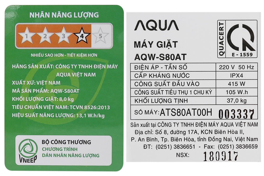 Máy giặt Aqua 8.0 Kg AQW-S80AT