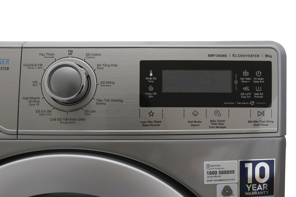 Máy giặt Electrolux Inverter 9kg EWF12938S Màu Xám