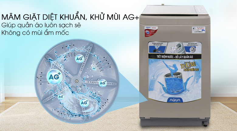 Máy giặt Aqua 8 kg AQW-F800BT N - Mâm giặt diệt khuẩn khử mùi Ag+