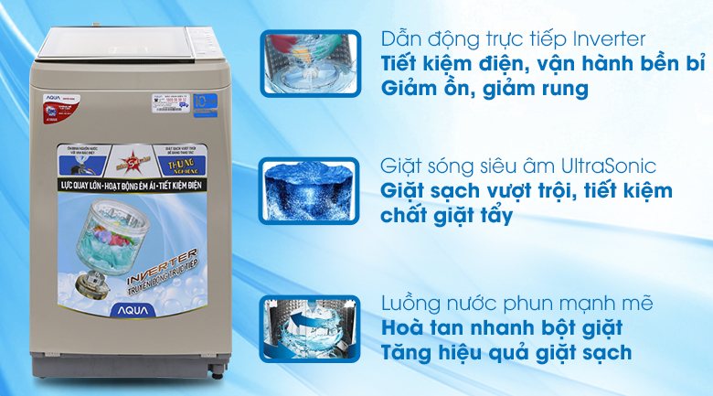 Máy giặt Aqua Inverter 9 kg AQW-D901BT N