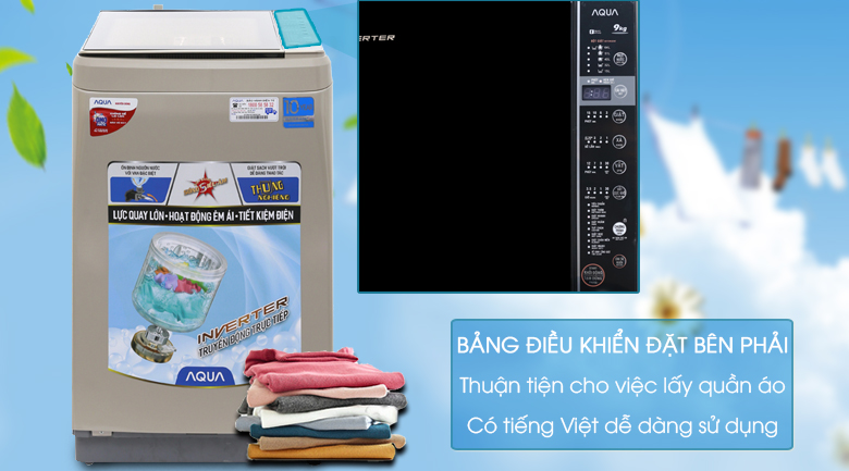 Máy giặt Aqua Inverter 9 kg AQW-D901BT N