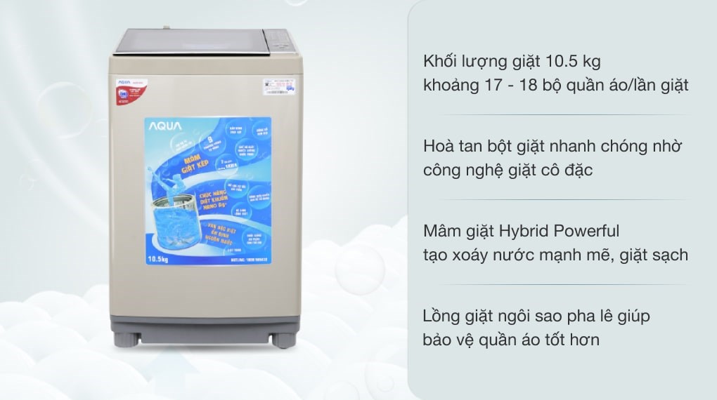 Máy giặt Aqua 10.5 kg AQW-FW105AT N, giá rẻ, chính hãng