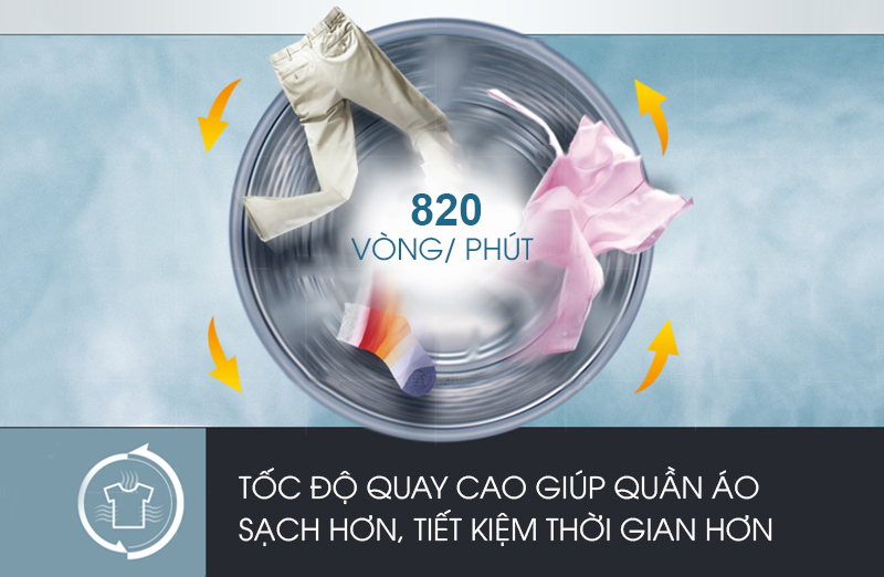 Tốc độ quay mạnh mẽ, vắt cực khô