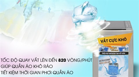 Tốc độ quay mạnh mẽ - Máy giặt Aqua 8.5 kg AQW-U850BT S
