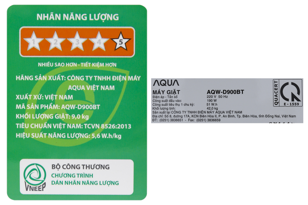 Máy giặt Aqua Inverter 9 kg AQW-D900BT N Màu Vàng đồng