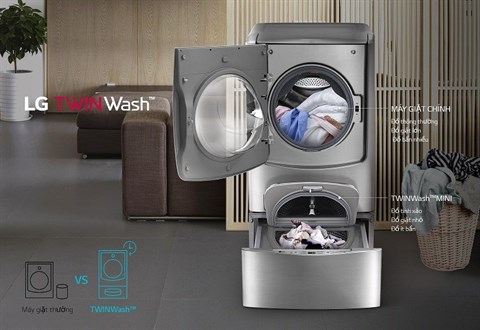 Khối lượng giặt - Máy giặt LG Twinwash Inverter F2719SVBVB & T2735NWLV