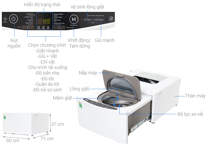 Máy giặt LG TWINWash Mini Inverter 2 kg TG2402NTWW