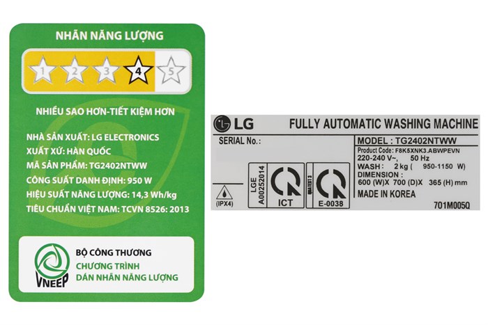 Máy giặt LG TWINWash Mini Inverter 2 kg TG2402NTWW Màu Trắng