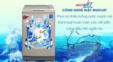 Chế độ giặt có nhiều luồng nước phun MultiJet giúp không đọng lại bột giặt trên quần áo