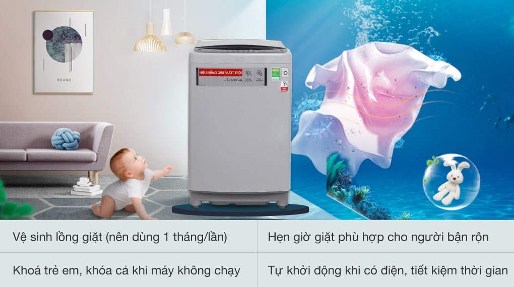 Punch+3 - Máy giặt LG Inverter 9.5 kg T2395VS2M