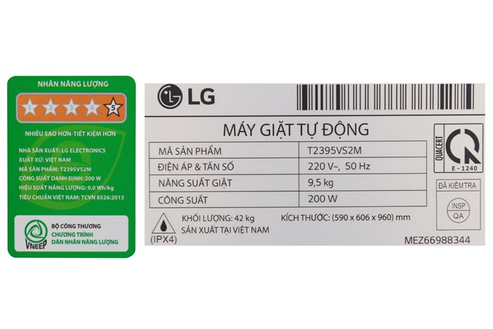 Máy giặt LG Inverter 9.5 kg T2395VS2M Màu Bạc