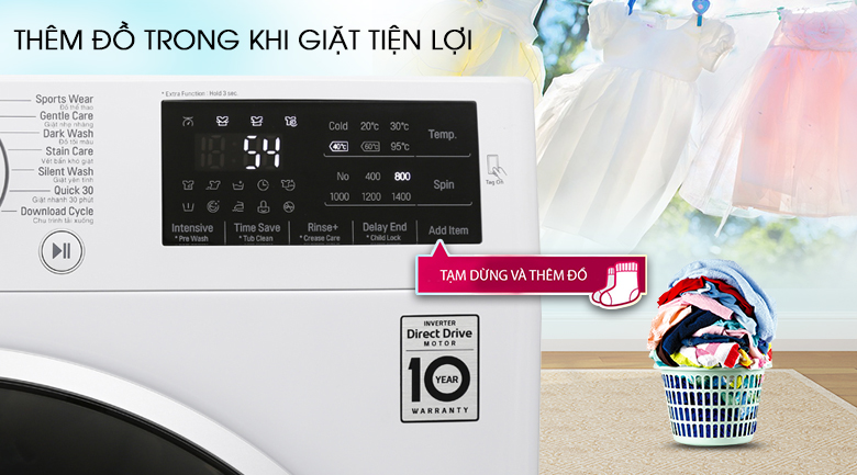 Thêm đồ trong khi giặt - Máy giặt LG Inverter 7.5 kg FC1475N4W