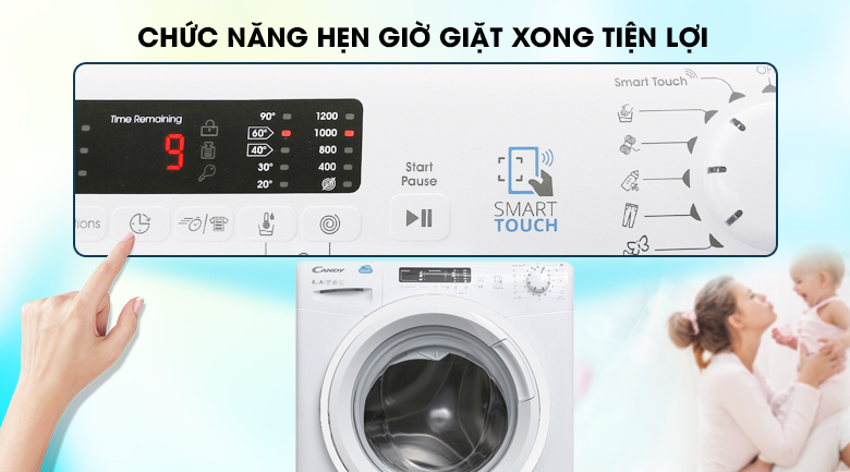 Chức năng hẹn giờ giặt xong - Máy giặt Candy 8 kg HCS 1282D3Q/1-S Chức năng hẹn giờ giặt xong - Máy giặt Candy 8 kg HCS 1282D3Q/1-S