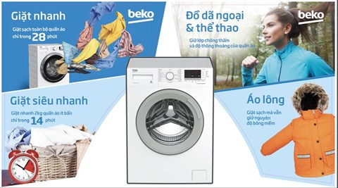 Giặt siêu nhanh - Máy giặt Beko Inverter 7 kg WTE 7512 XS0