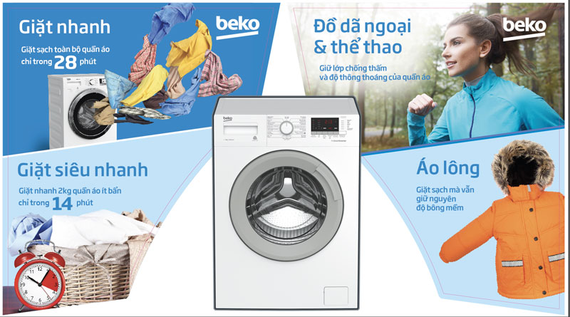 Các chức năng giặt khác - Máy giặt Beko Inverter 7 kg WTE 7512 XS0