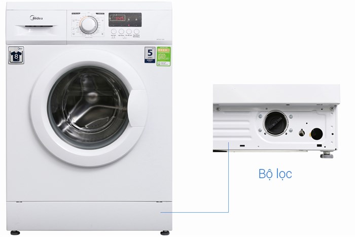 Máy giặt Midea 8 kg MFD80 - 1208 Màu Trắng