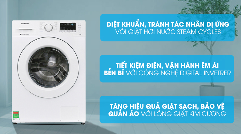 Máy giặt Samsung Inverter 7.5 kg WW75J42G0KW/SV