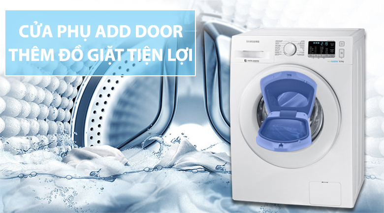 Tiện lợi hơn với tính năng thêm đồ khi giặt qua cửa phụ Add door Tiện lợi hơn với tính năng thêm đồ khi giặt qua cửa phụ Add door