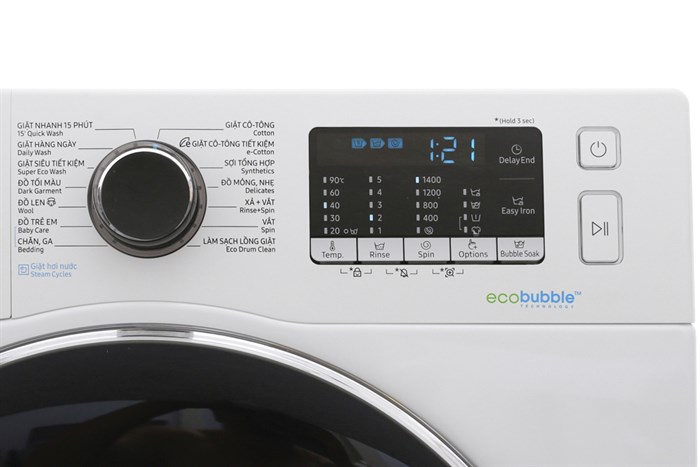 Máy giặt Samsung Inverter 9 kg WW90J54E0BW/SV Màu Trắng