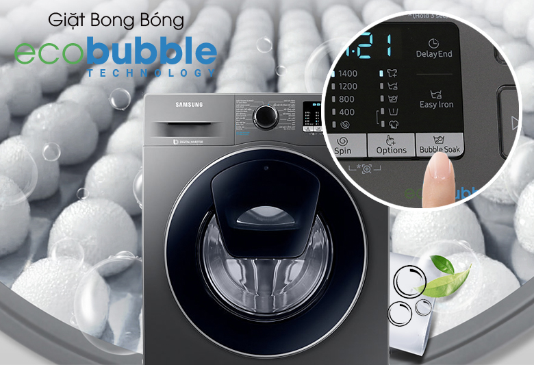 Chế độ giặt bong bóng Eco Bubble - Máy giặt Samsung Addwash Inverter 9 kg WW90K54E0UX/SV
