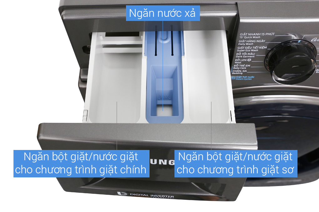 Máy giặt Samsung Addwash Inverter 9 kg WW90K54E0UX/SV Màu Đen