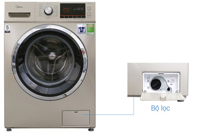 Máy giặt Midea 8 kg MFC80-1401 Màu Vàng đồng