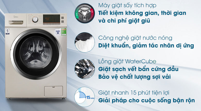 Máy giặt sấy Midea 9 kg MFC90-D1401