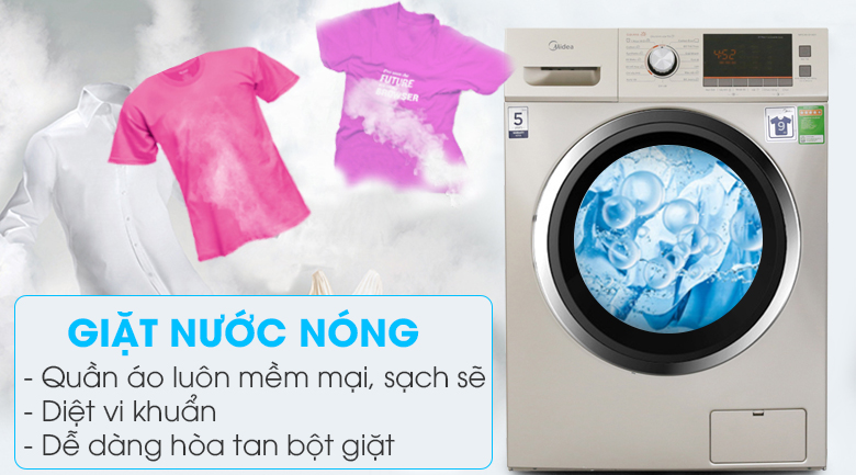 Chế độ giặt nước nóng - Máy giặt sấy Midea 9 kg MFC90-D1401