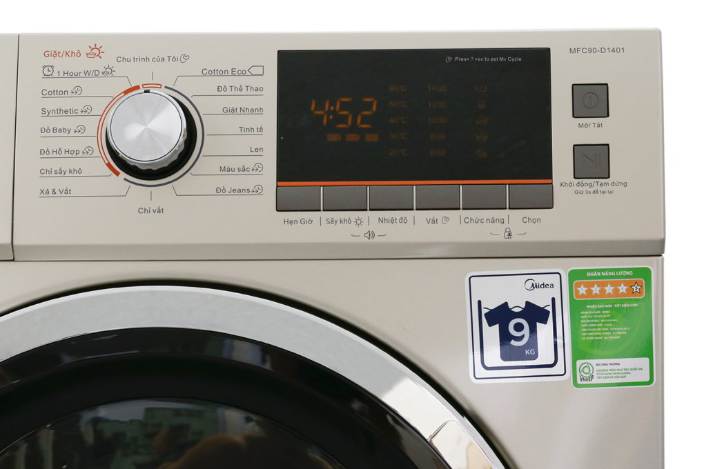 Máy giặt sấy Midea 9 kg MFC90-D1401 Màu Vàng đồng