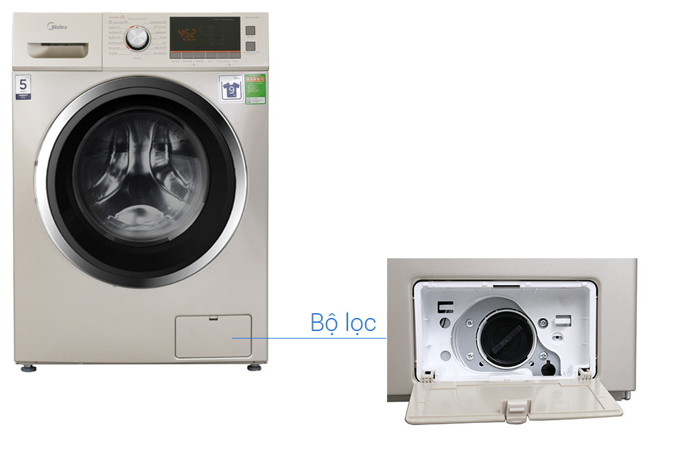 Máy giặt sấy Midea 9 kg MFC90-D1401 Màu Vàng đồng