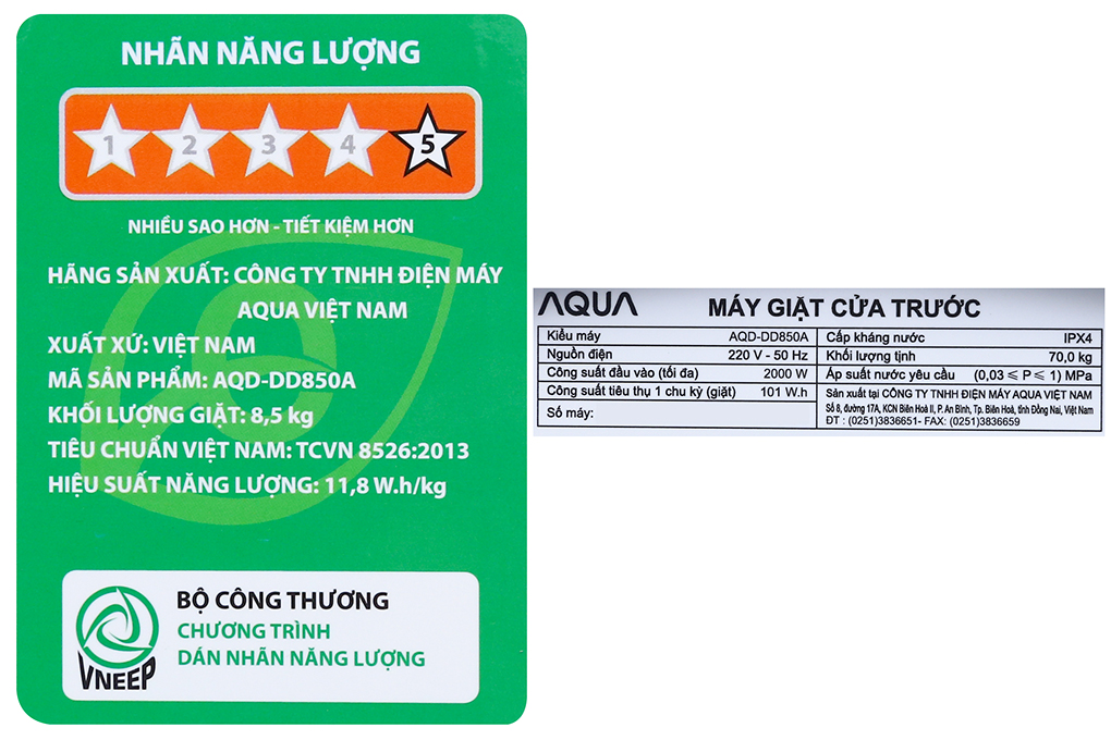 Máy giặt Aqua Inverter 8.5 kg AQD-DD850A (N2) Màu Vàng đồng