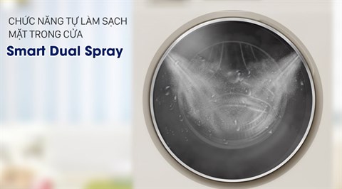 Tự làm sạch mặt trong cửa (Smart Dual Spray) - Máy giặt Aqua Inverter 8.5 kg AQD-DD850A (N2)