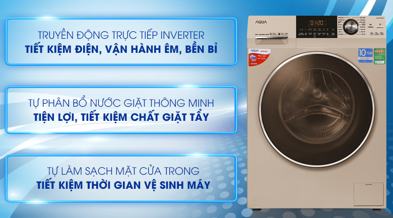 Máy giặt Aqua Inverter 10 kg AQD-DD1000A (N2) giá rẻ, có trả góp