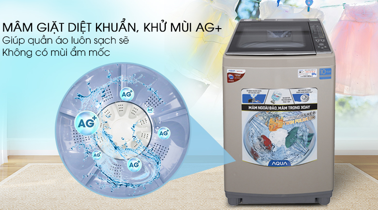 Máy giặt Aqua Inverter 10,5 Kg AQW-DW105AT N - Mâm giặt Nano Ag+
