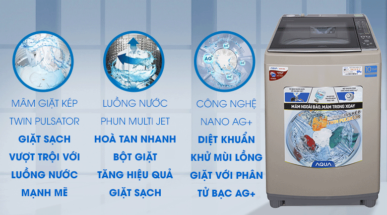 Máy giặt Aqua 10,5 Kg AQW-DW105AT (N) - Điện máy XANH