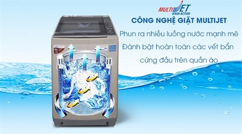 Giặt nhiều luồng nước phun Multijet - Máy giặt Aqua Inverter 10,5 Kg AQW-DW105AT N