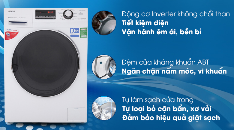 Máy giặt Aqua Inverter 8.5 kg AQD-A852ZT (W)
