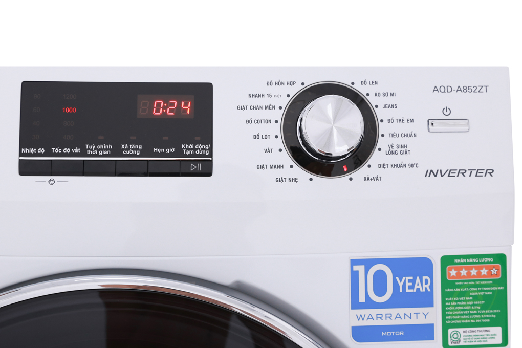 Máy giặt Aqua Inverter 8.5 kg AQD-A852ZT (W)