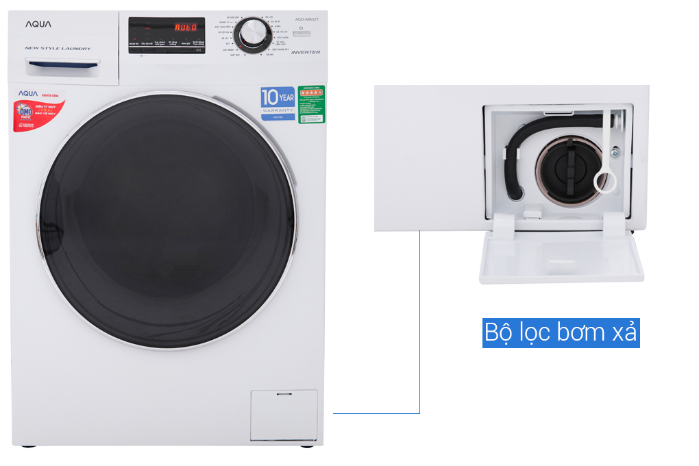 Máy giặt Aqua Inverter 8.5 kg AQD-A852ZT (W)