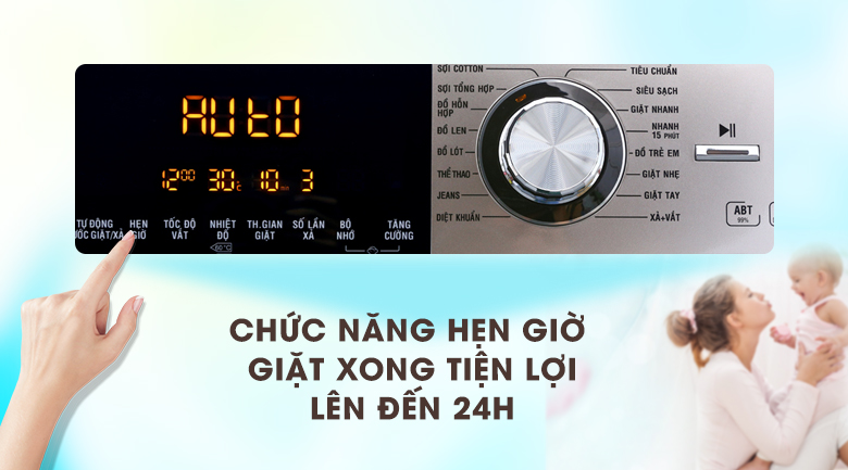 Háº¹n giá» giáº·t - MÃ¡y giáº·t sáº¥y Aqua Inverter 10.5Kg AQD-DH1050C N