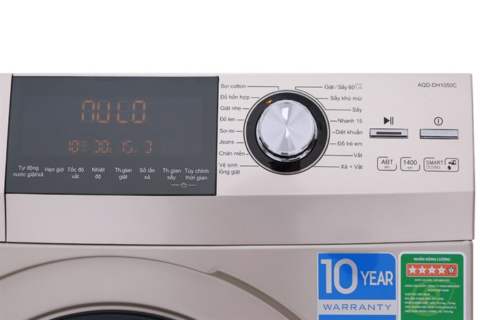 Máy giặt sấy Aqua Inverter 10.5Kg AQD-DH1050C N Màu Vàng đồng