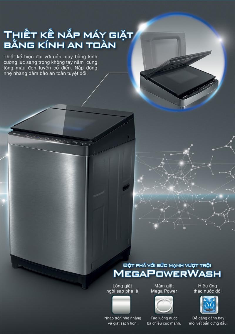 Khối lượng 14 kg - Máy giặt Toshiba Inverter 14 kg AW-DUG1500WV KK