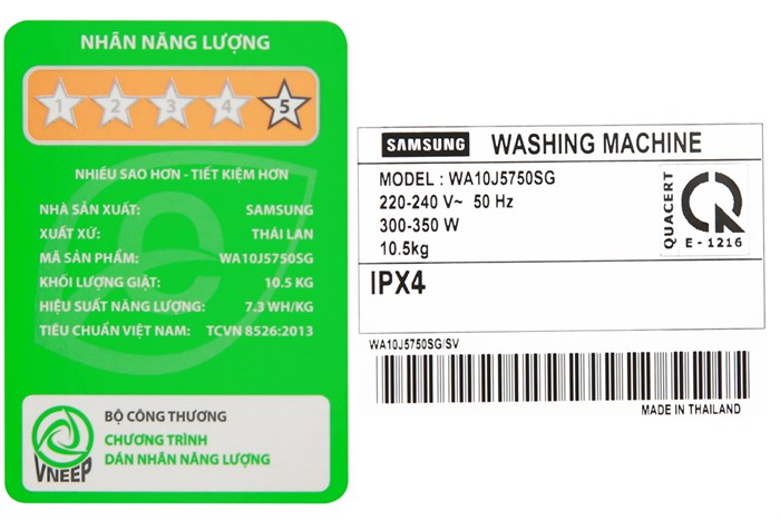 Máy giặt Samsung Inverter 10.5 kg WA10J5750SG/SV Màu Xám